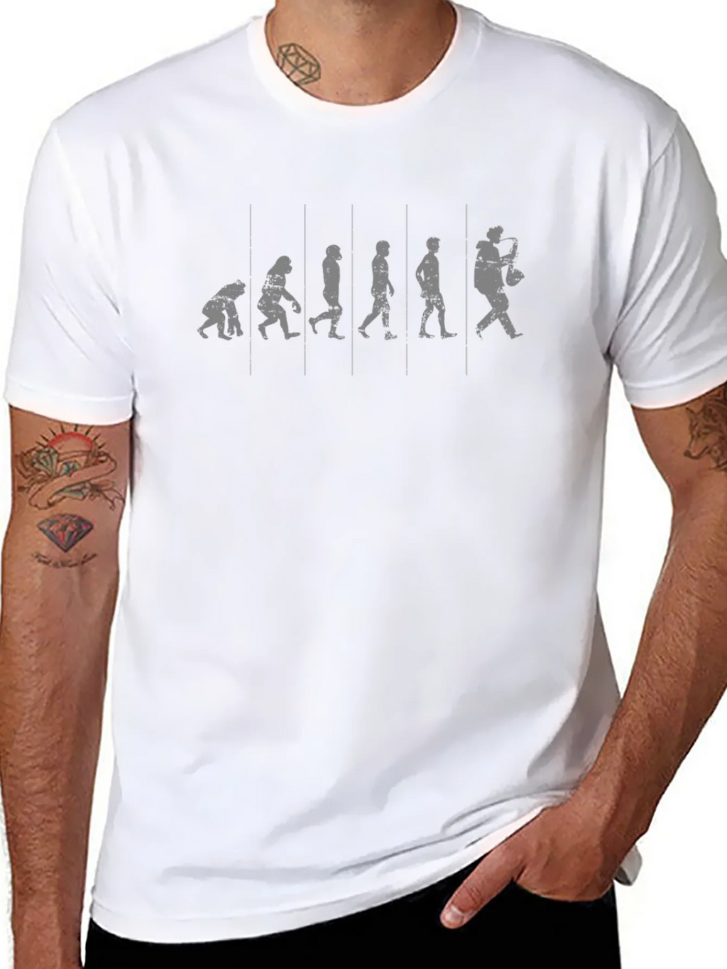 Evolution of Saxophone Player Black Graphic T-Shirt product image 10