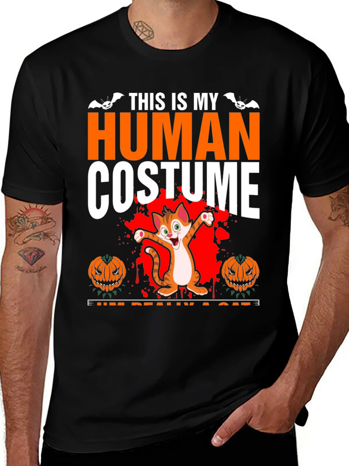 Human Costume Cat Halloween T-Shirt product image 1