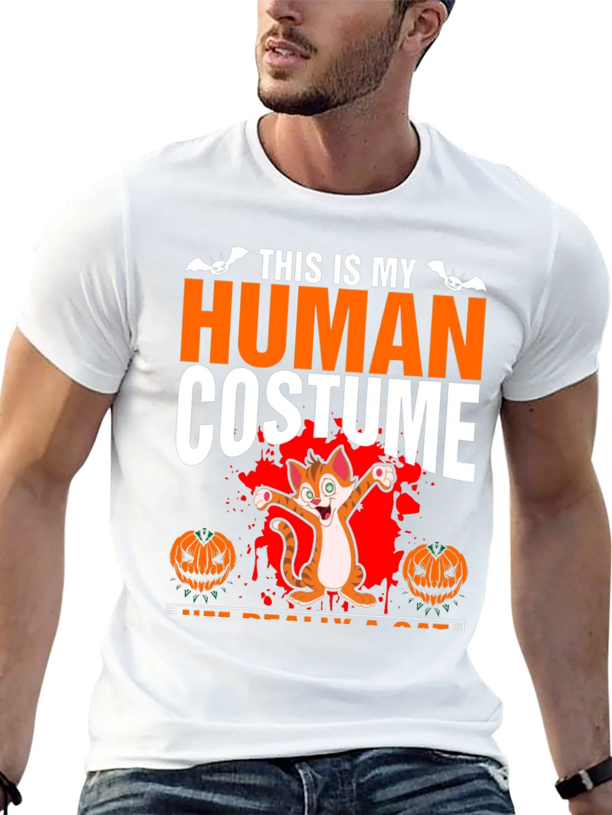 Human Costume Cat Halloween T-Shirt product image 4
