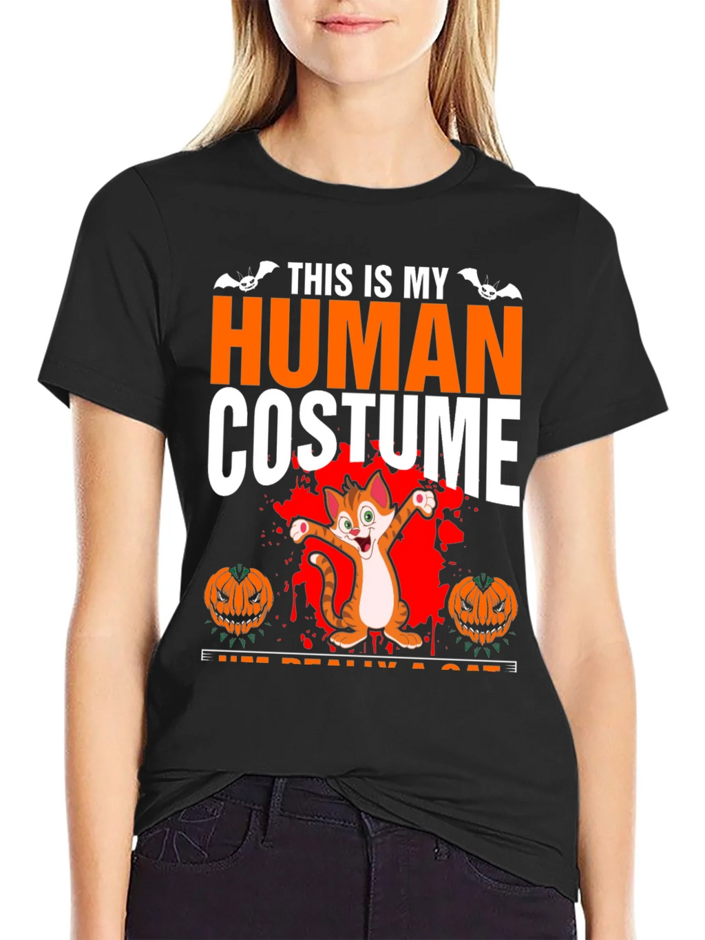 Human Costume Cat Halloween T-Shirt product image 5