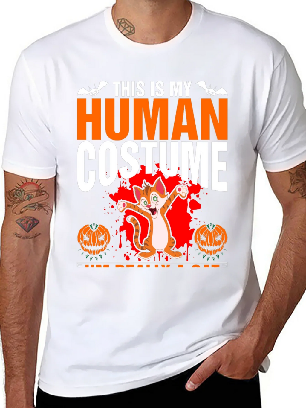 Human Costume Cat Halloween T-Shirt product image 10