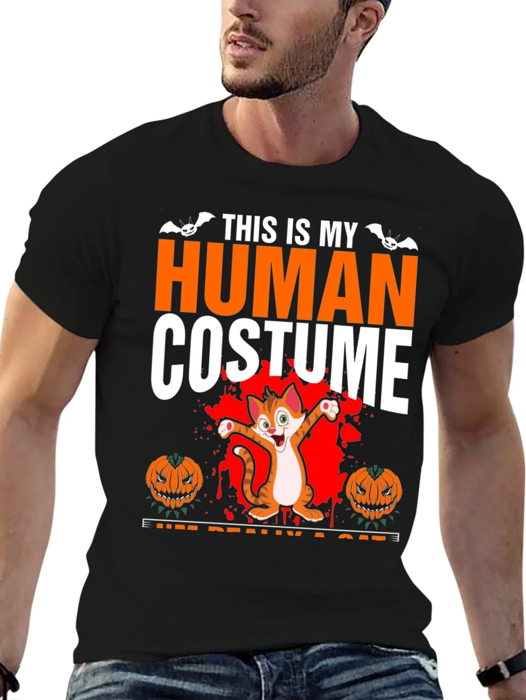 Human Costume Cat Halloween T-Shirt product image 9