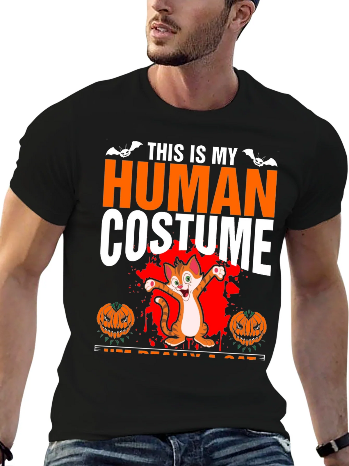 Human Costume Cat Halloween T-Shirt product image 9