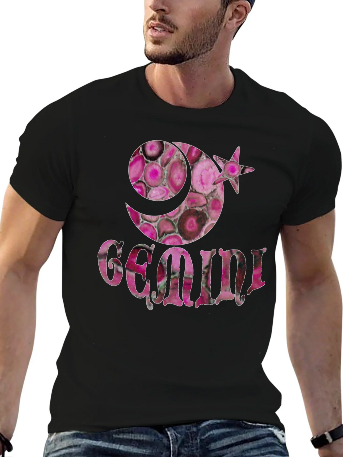 Gemini Zodiac Pink Agate T-Shirt product image 9