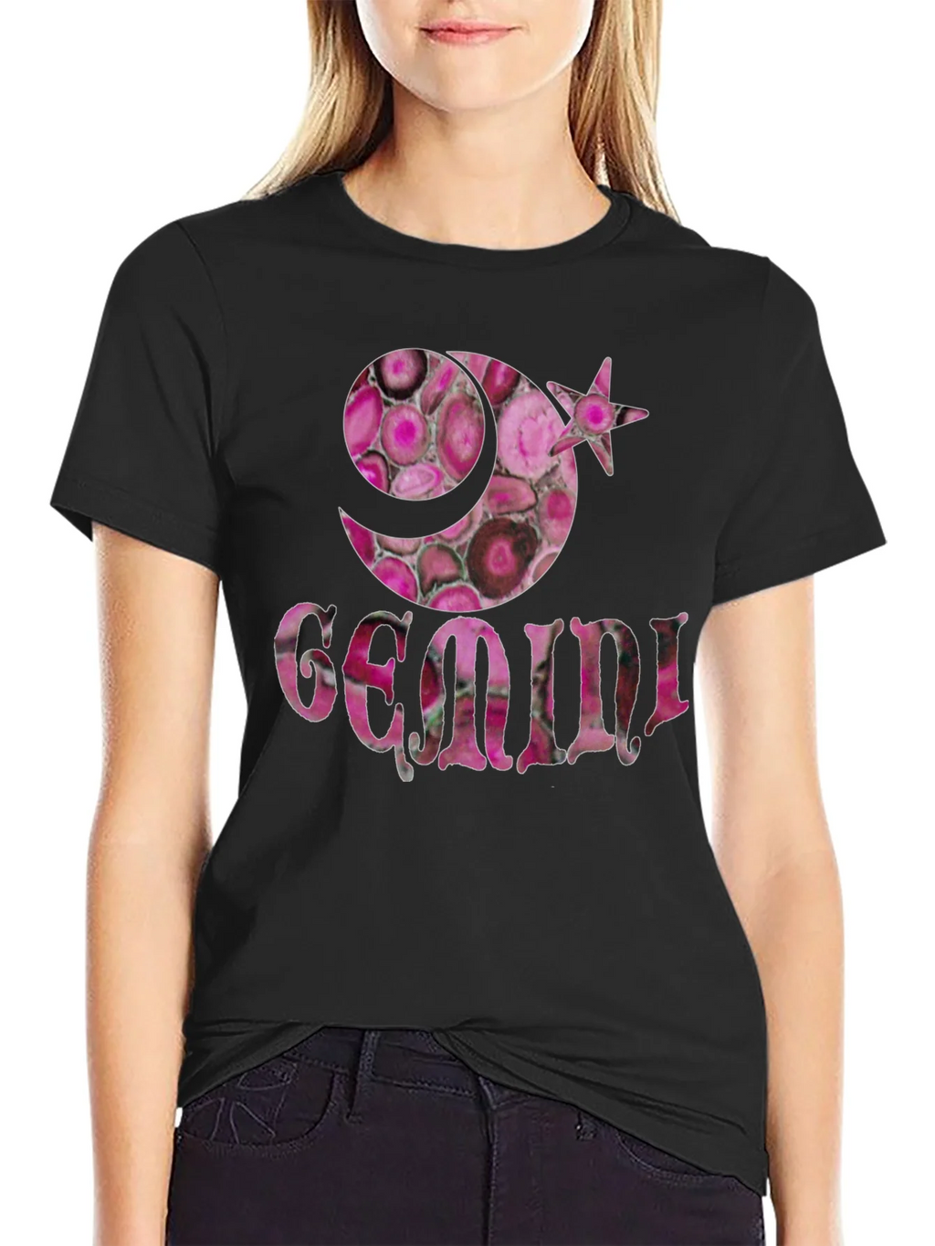 Gemini Zodiac Pink Agate T-Shirt product image 5