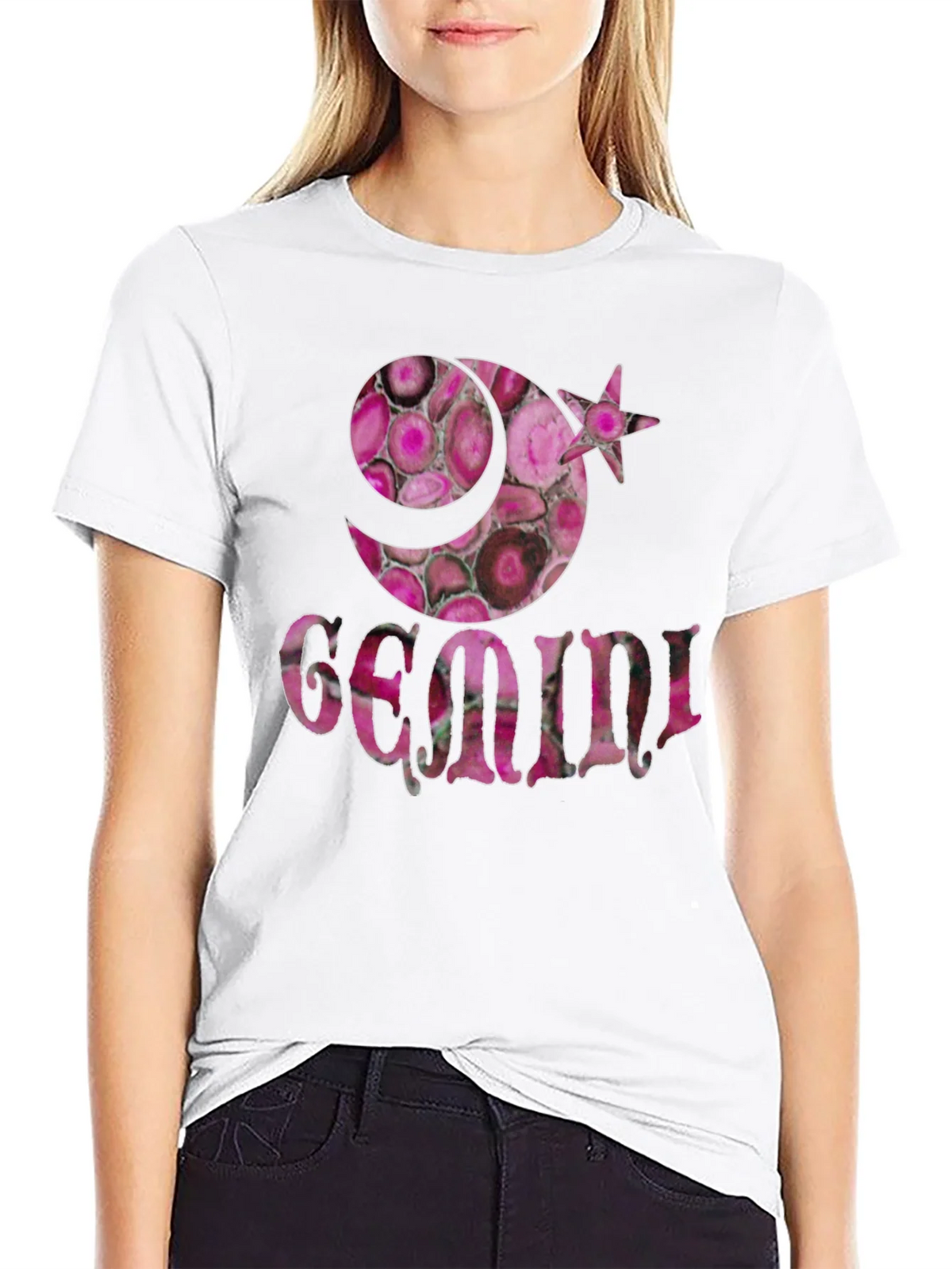 Gemini Zodiac Pink Agate T-Shirt product image 11