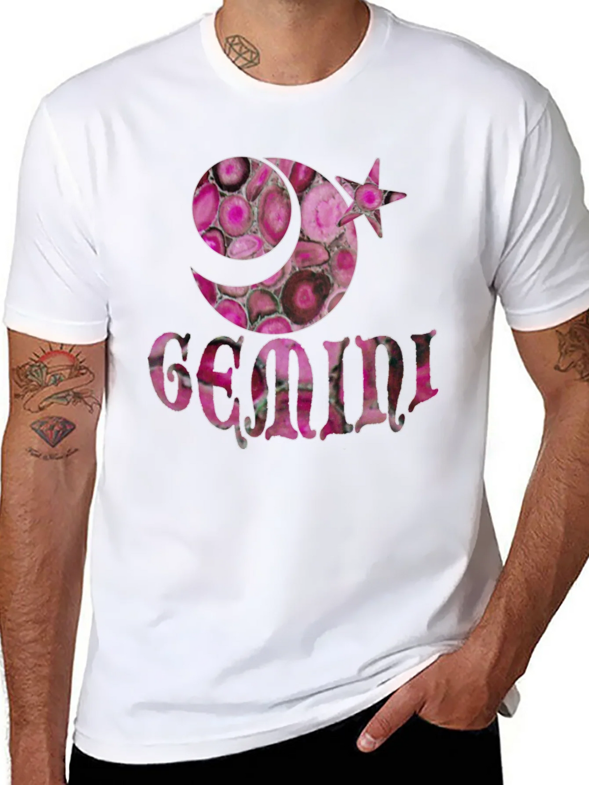 Gemini Zodiac Pink Agate T-Shirt product image 10