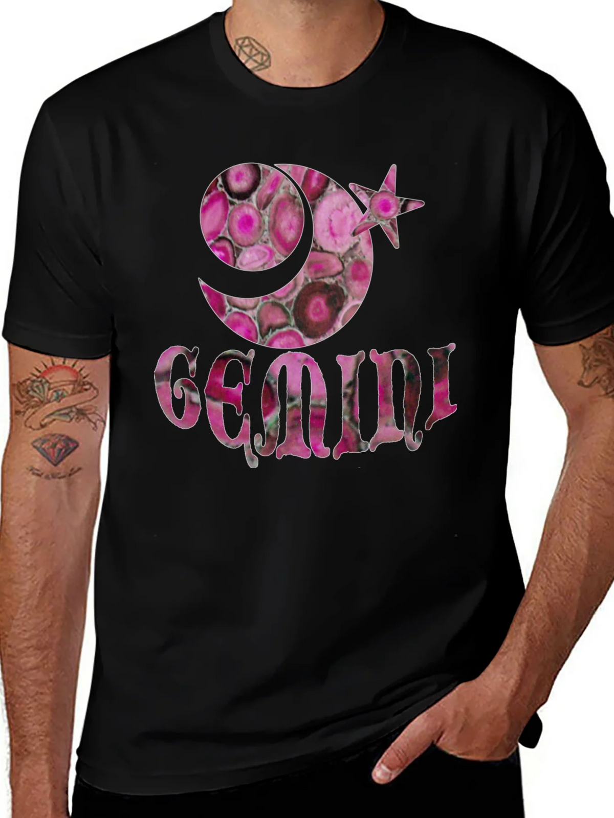 Gemini Zodiac Pink Agate T-Shirt product image 1