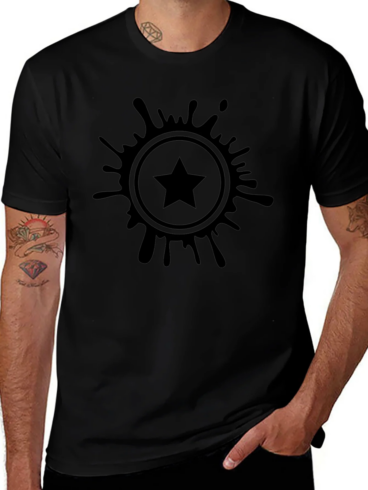 Stylish Black T-Shirt with Starburst Graphic product image 1