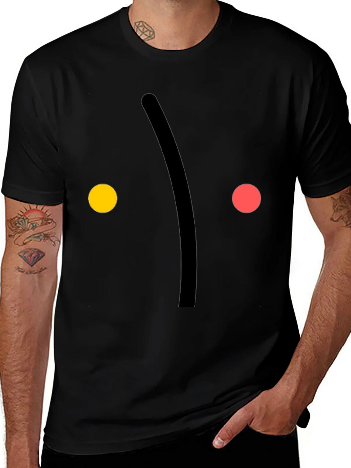 Minimalist Face Graphic Print Black T-Shirt product image 1