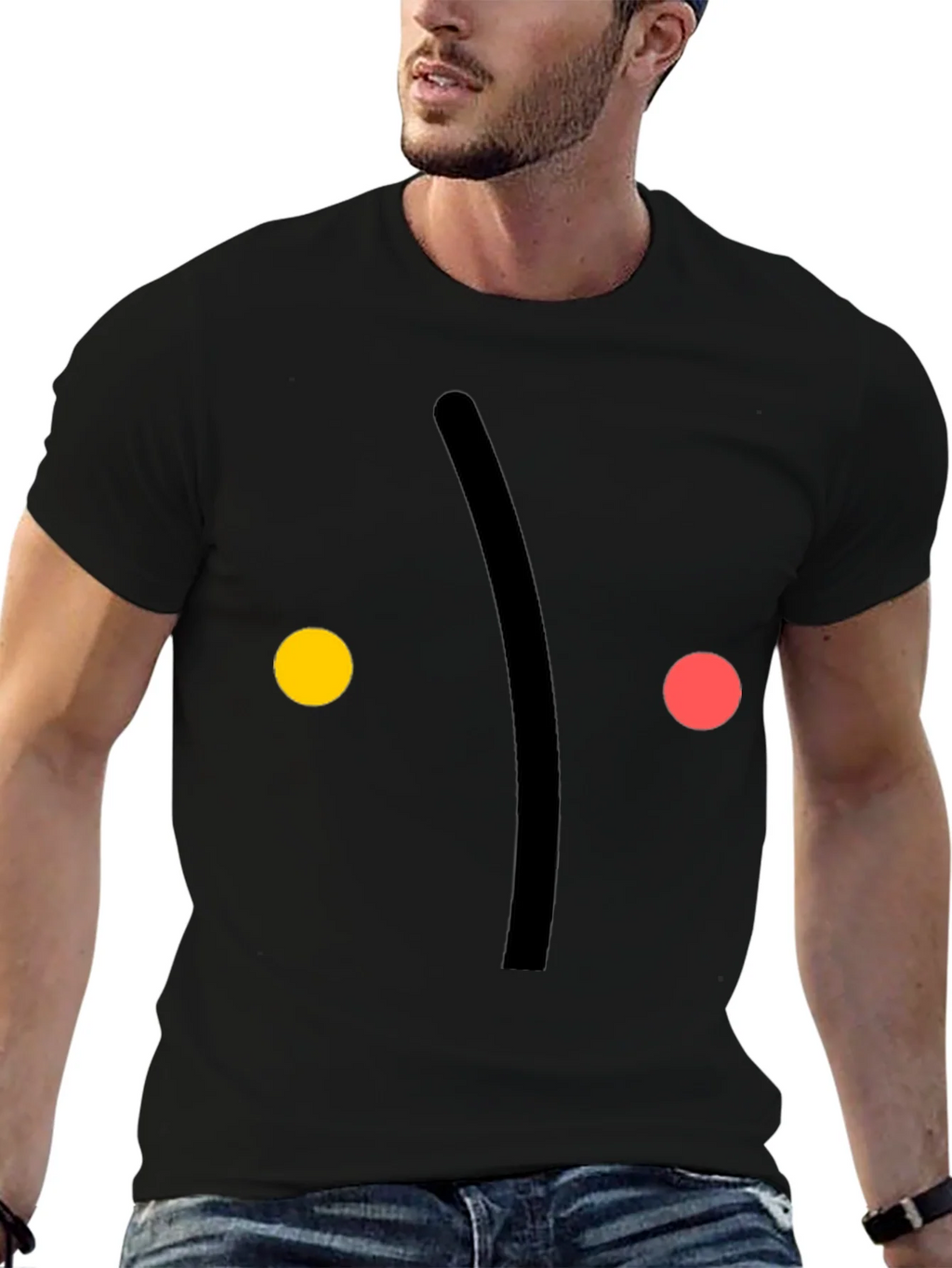 Minimalist Face Graphic Print Black T-Shirt product image 9