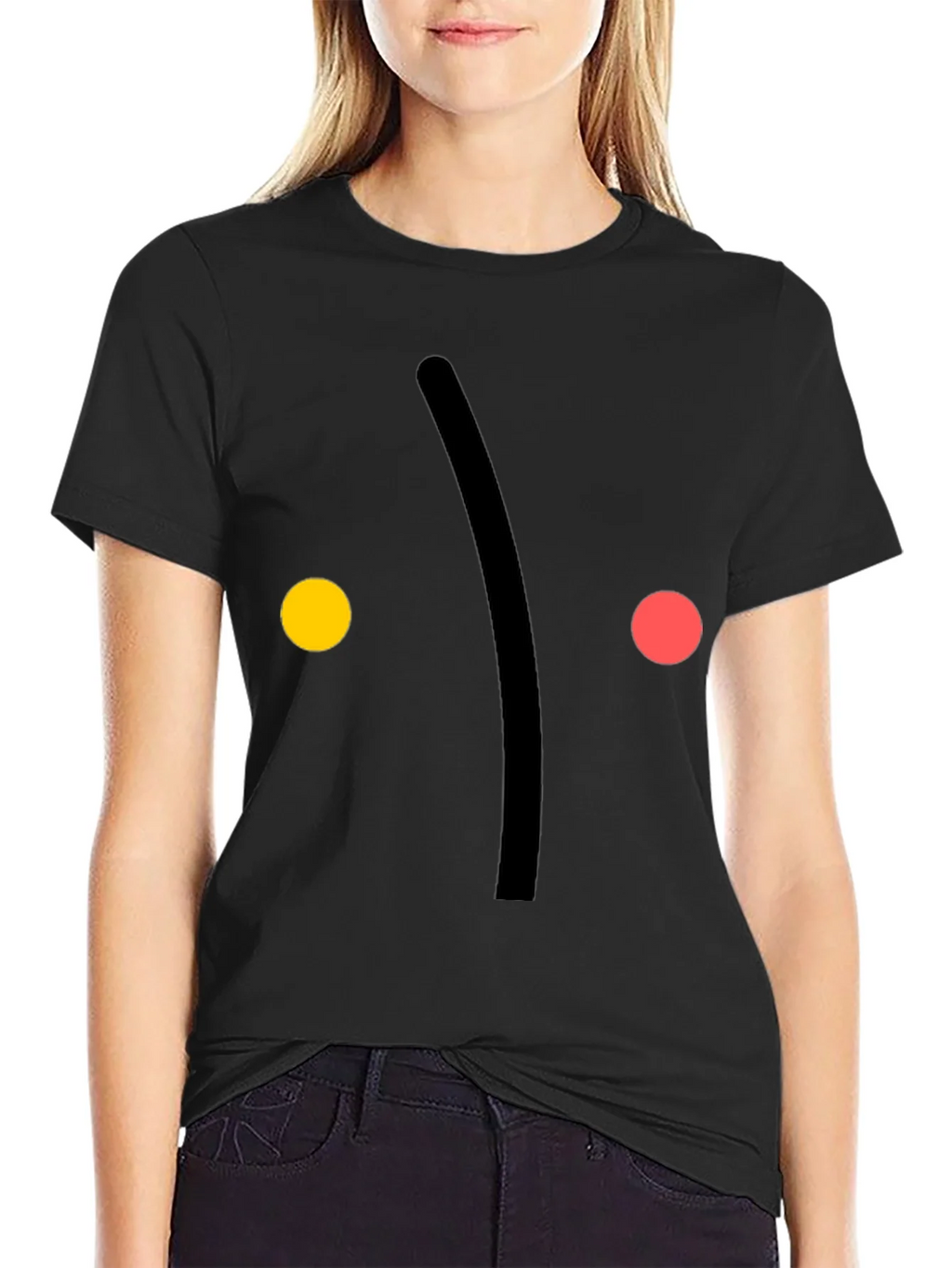 Minimalist Face Graphic Print Black T-Shirt product image 5