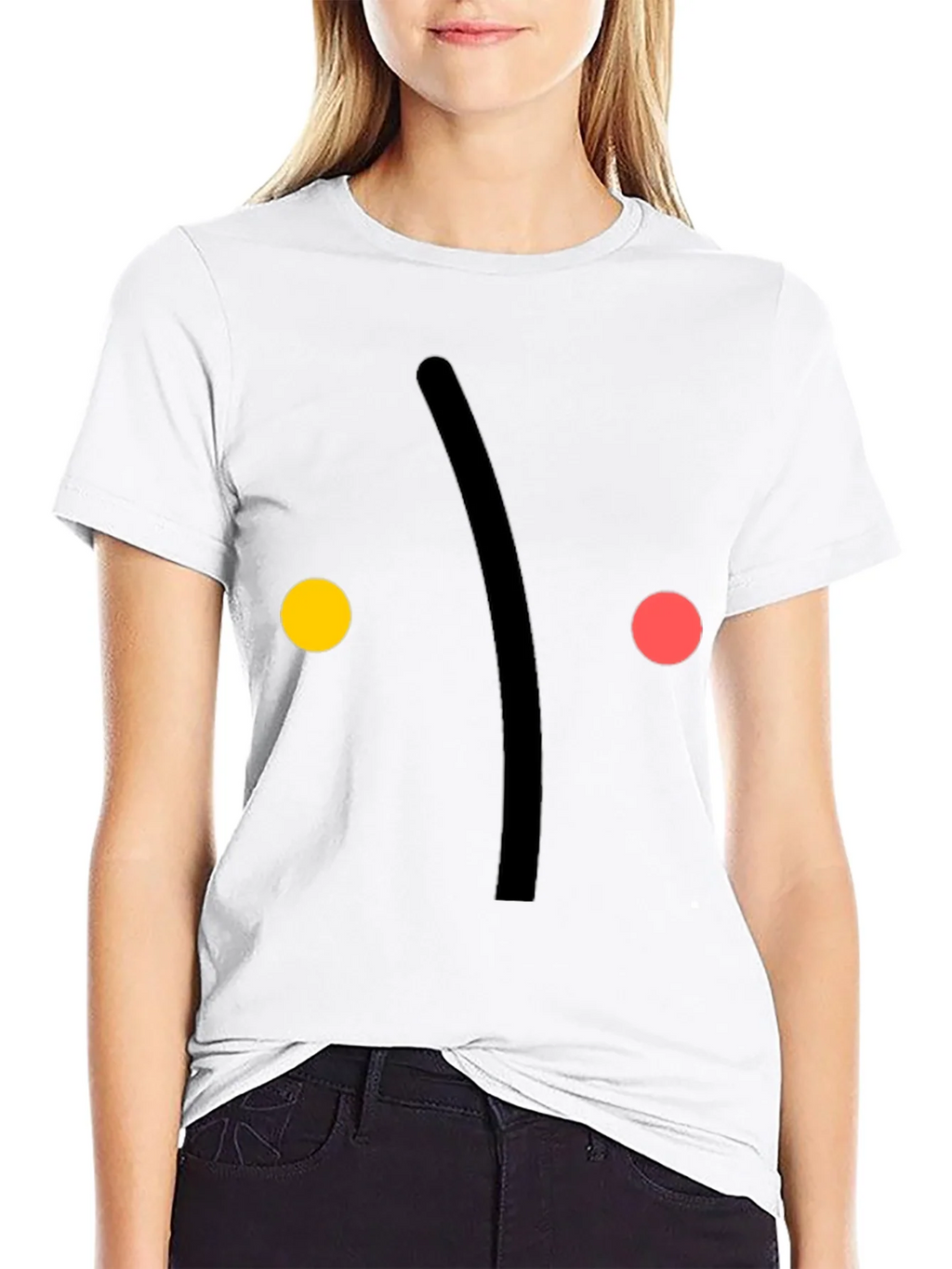 Minimalist Face Graphic Print Black T-Shirt product image 11
