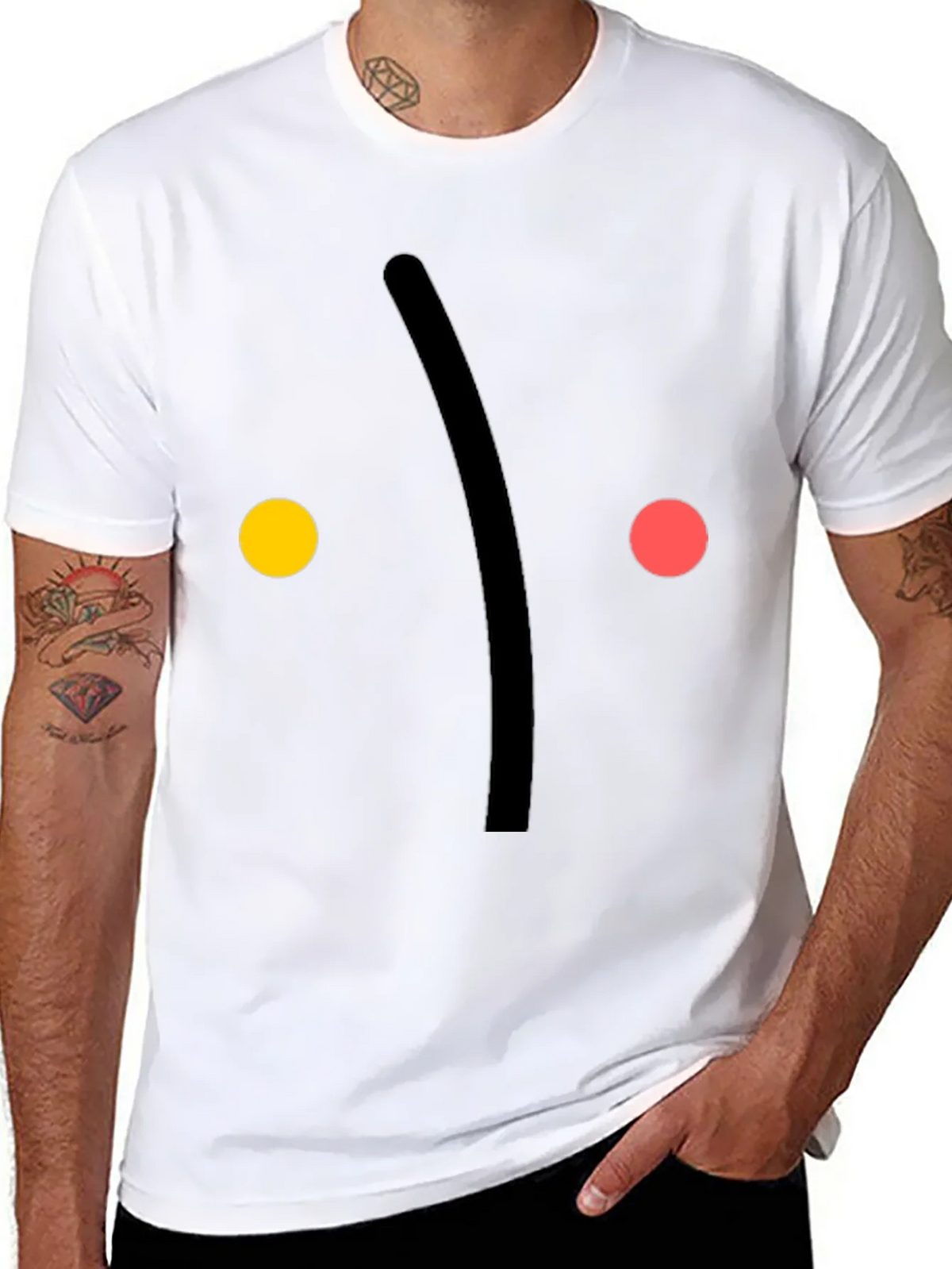 Minimalist Face Graphic Print Black T-Shirt product image 10