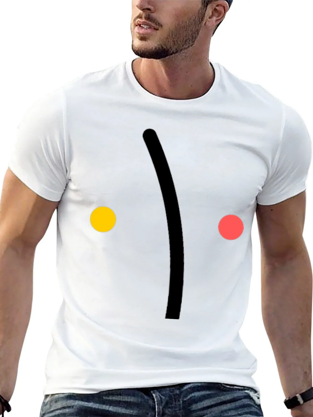 Minimalist Face Graphic Print Black T-Shirt product image 4