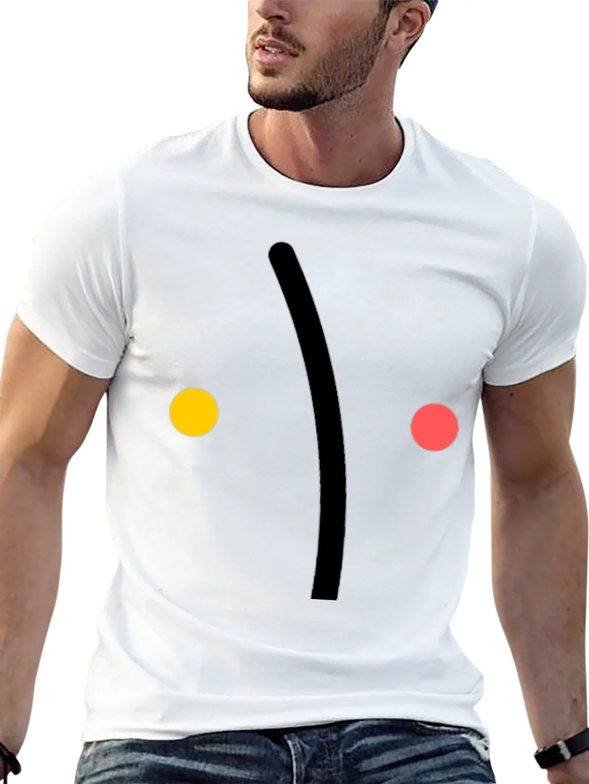 Minimalist Face Graphic Print Black T-Shirt product image 4