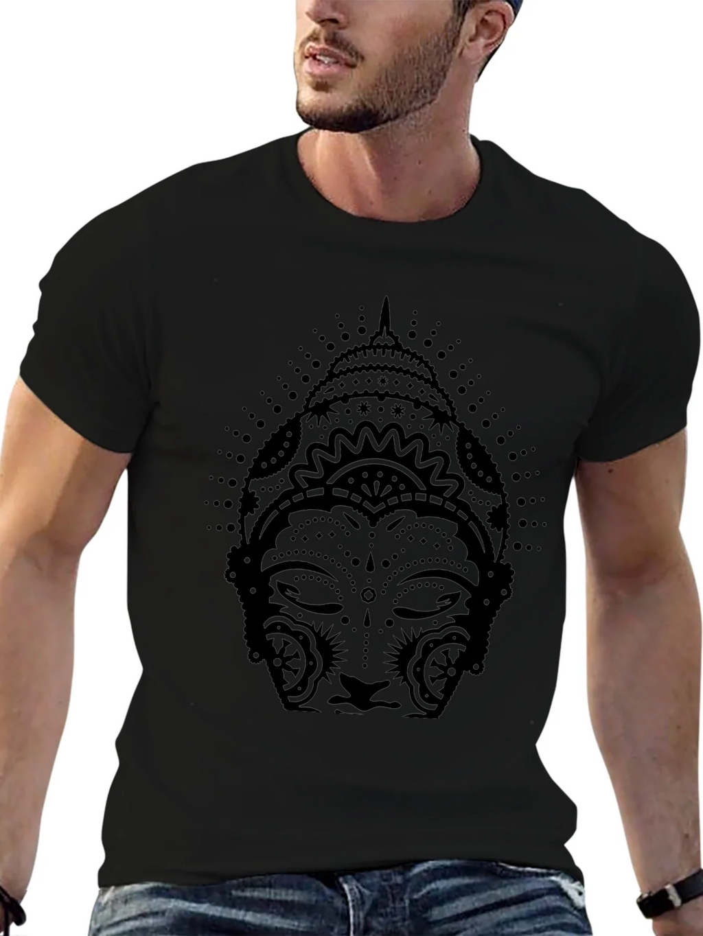 Buddha Graphic Print Black T-Shirt product image 9