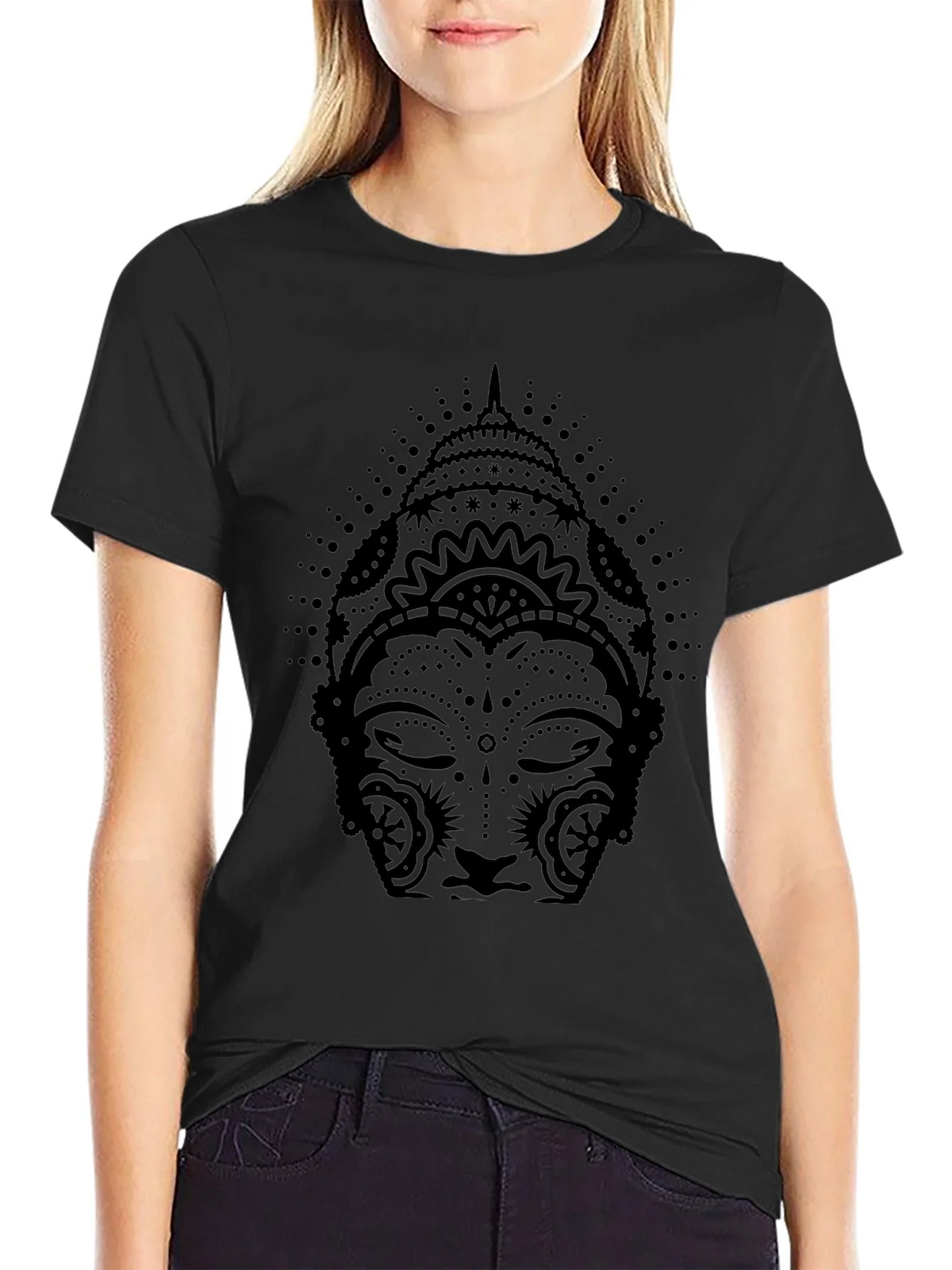 Buddha Graphic Print Black T-Shirt product image 5