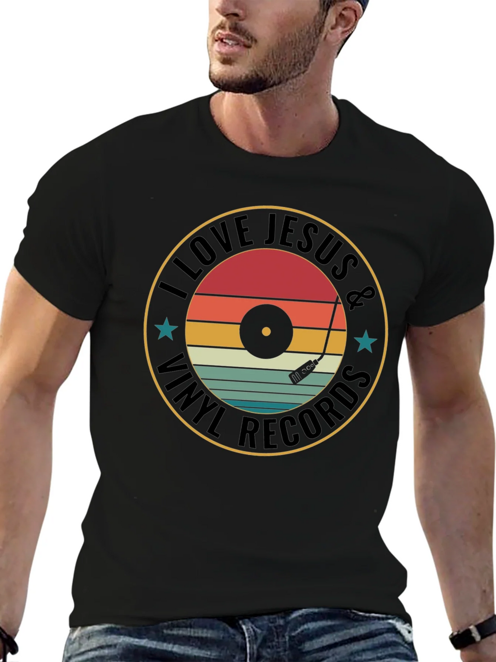 I Love Jesus & Vinyl Records Graphic Tee product image 9