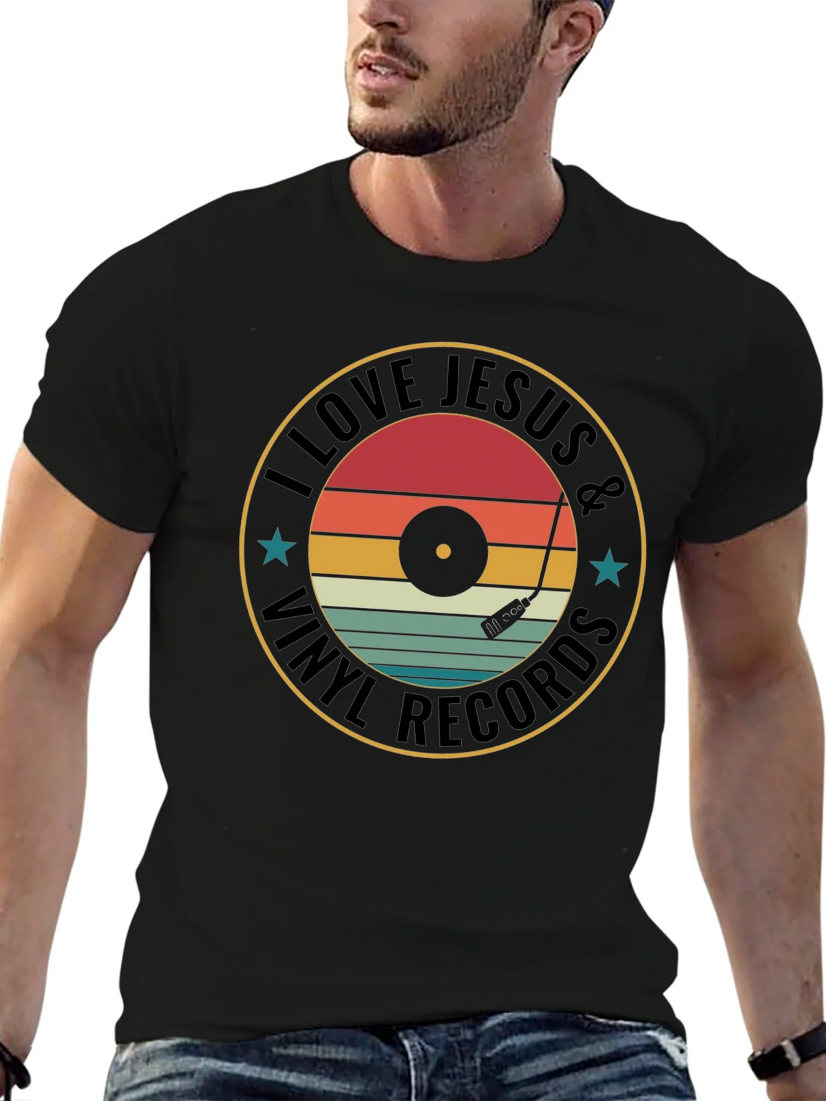 I Love Jesus & Vinyl Records Graphic Tee product image 9