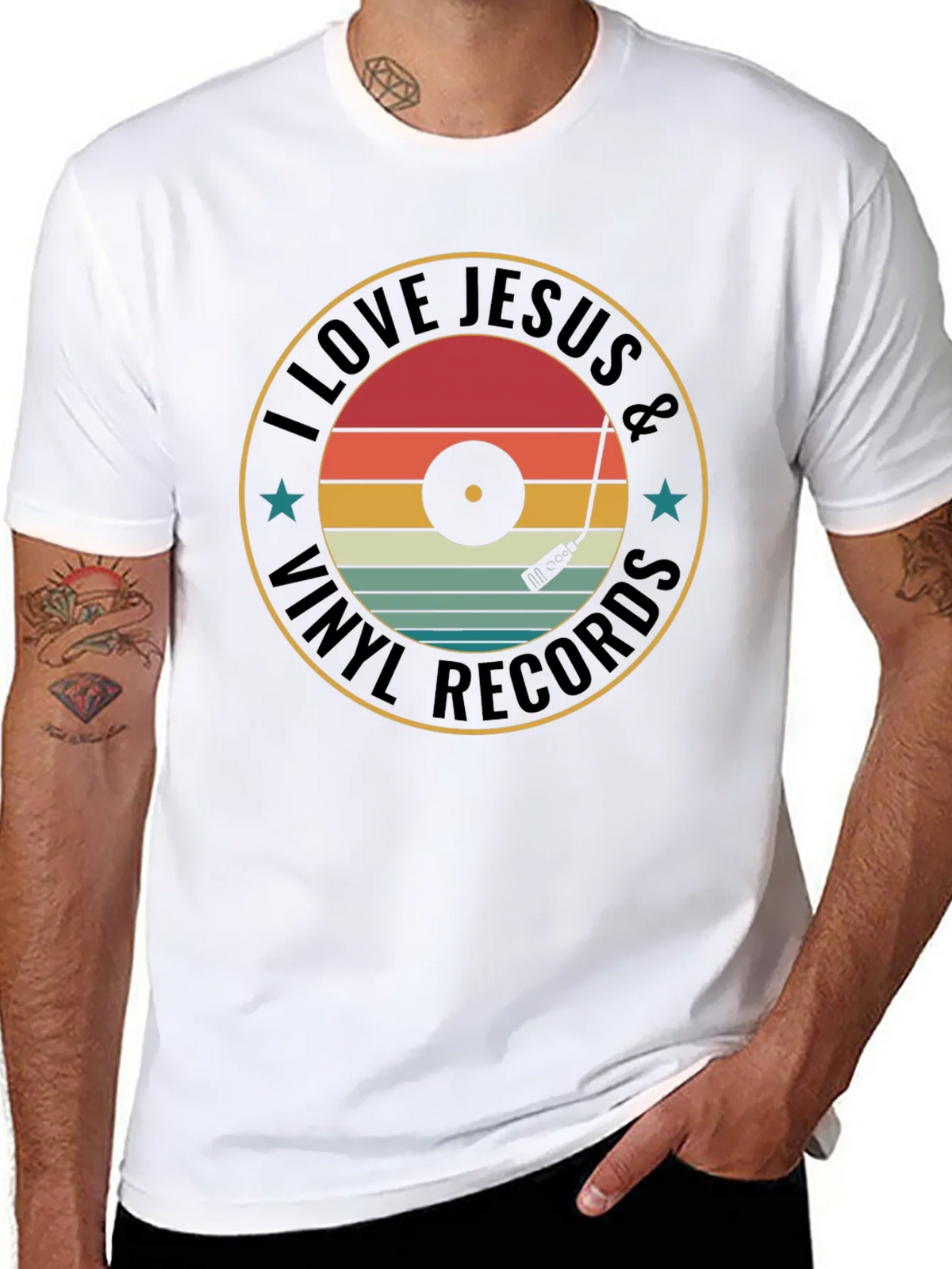 I Love Jesus & Vinyl Records Graphic Tee product image 10