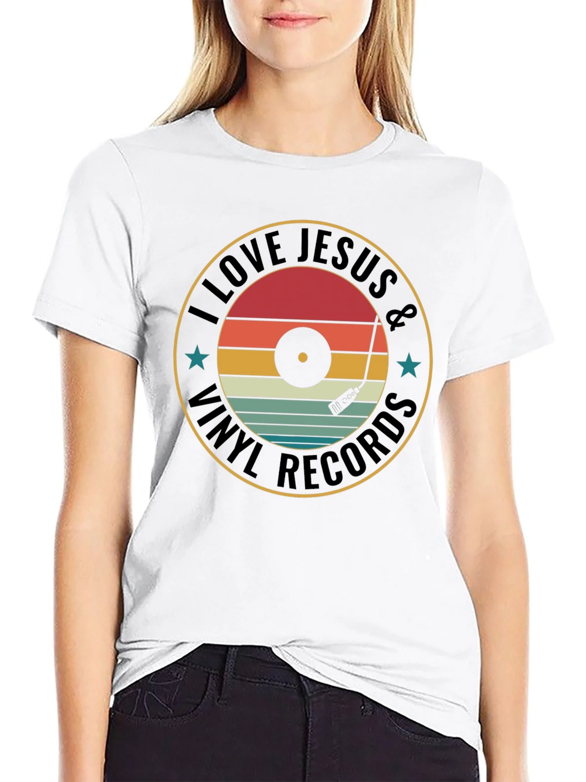 I Love Jesus & Vinyl Records Graphic Tee product image 11