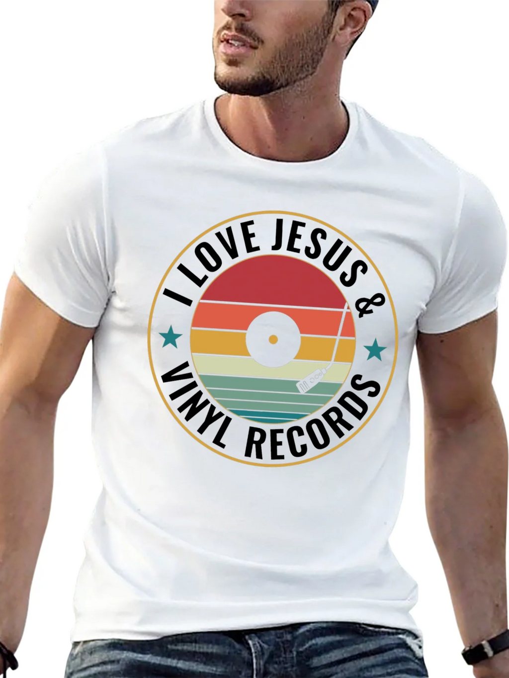I Love Jesus & Vinyl Records Graphic Tee product image 4