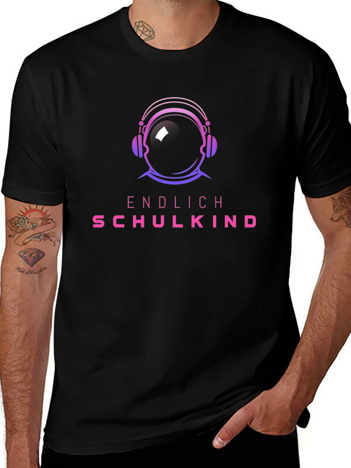 Astronaut Headphones Black T-Shirt product image 1