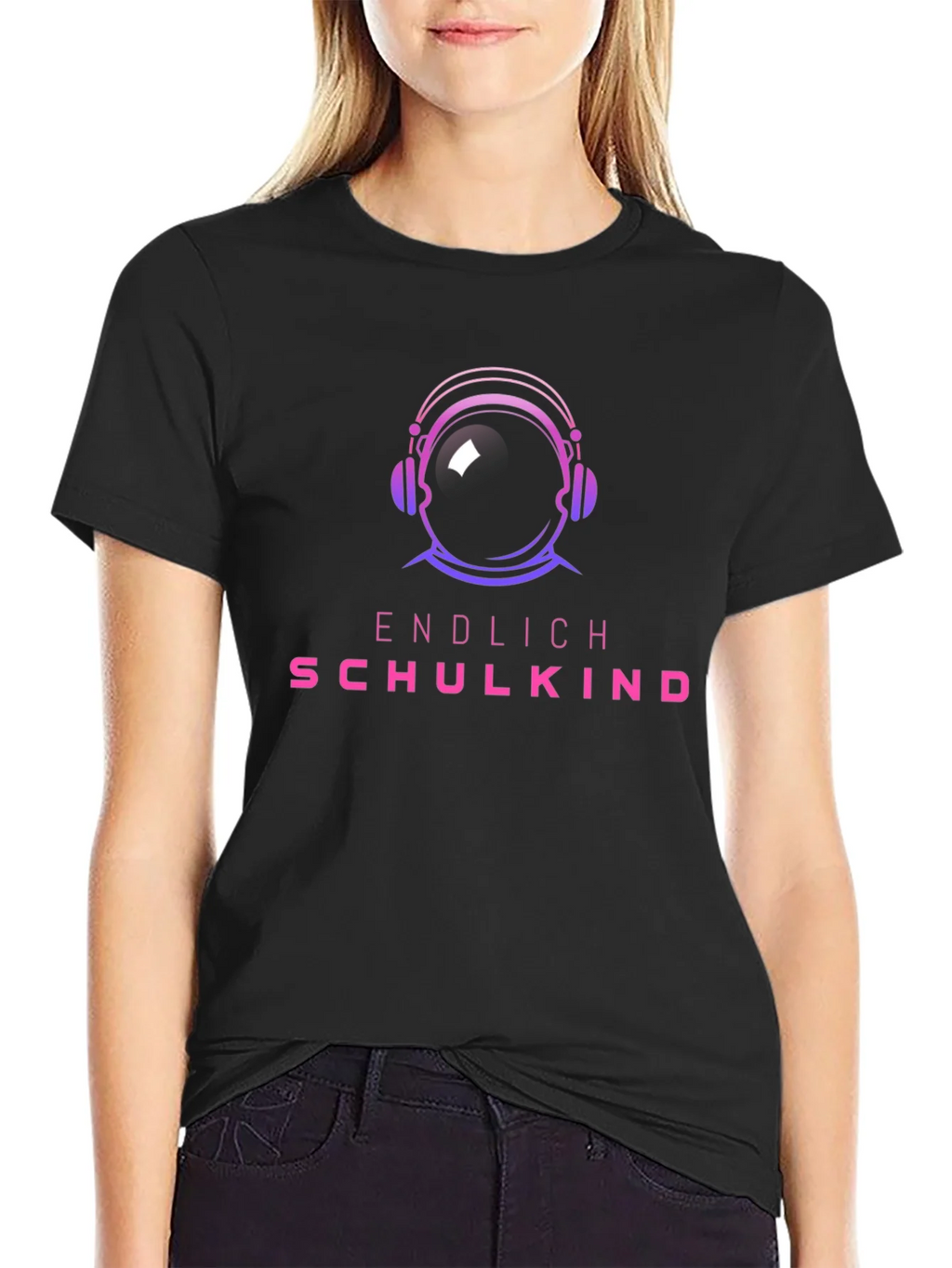 Astronaut Headphones Black T-Shirt product image 5