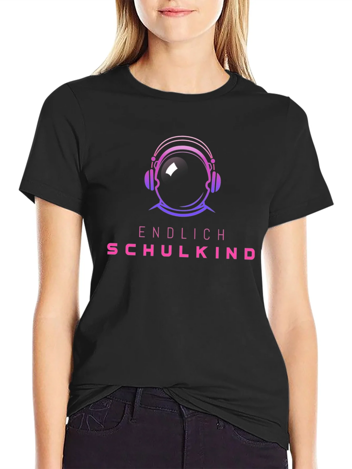 Astronaut Headphones Black T-Shirt product image 5
