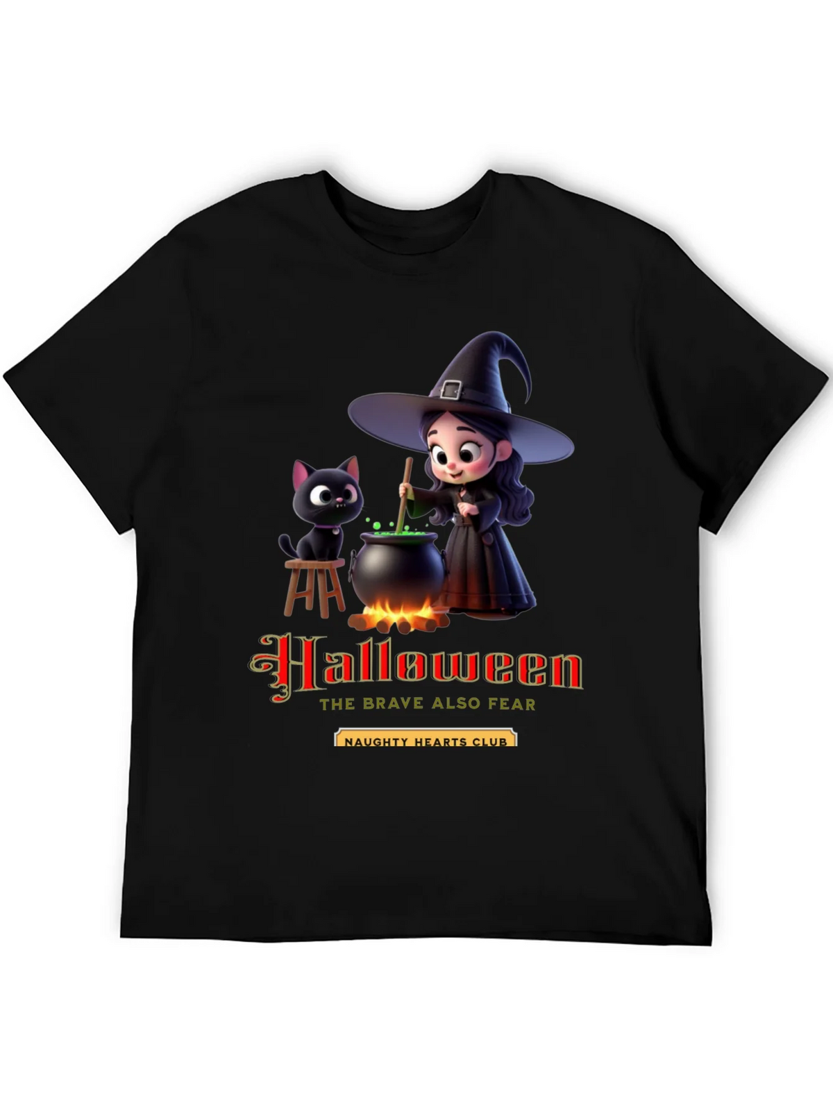 Halloween Witch & Cat Graphic T-Shirt product image 5