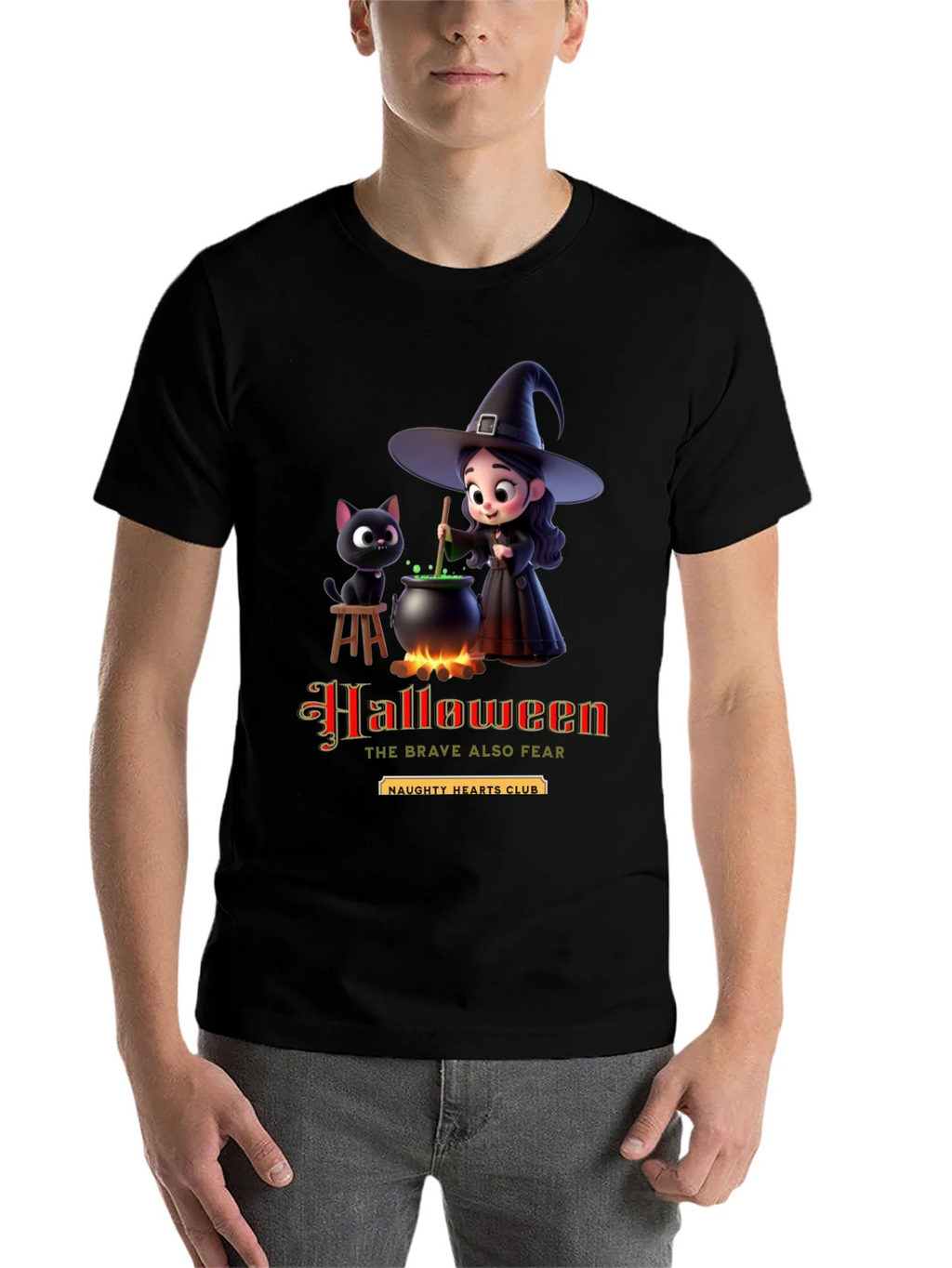 Halloween Witch & Cat Graphic T-Shirt product image 4