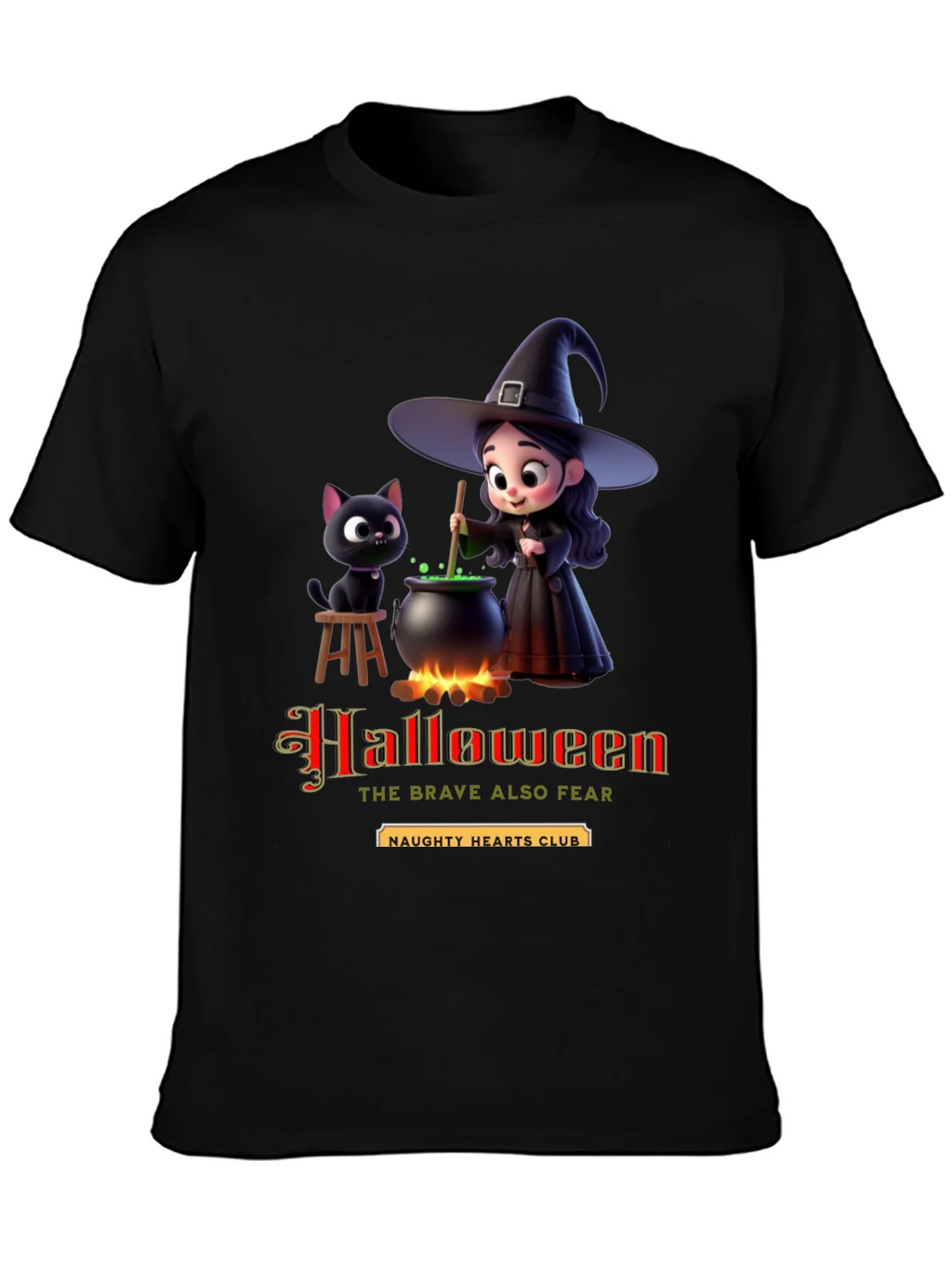 Halloween Witch & Cat Graphic T-Shirt product image 3