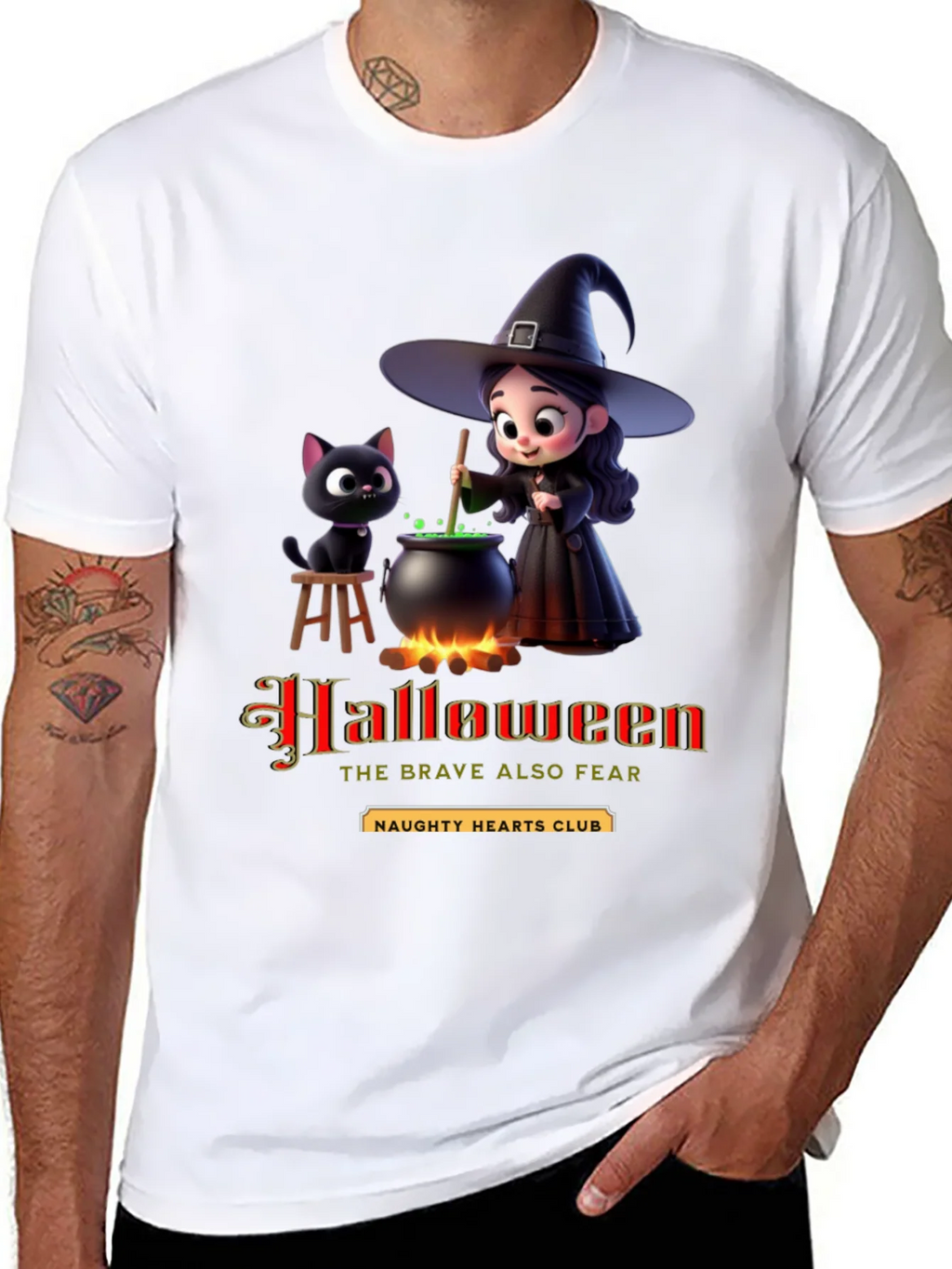 Halloween Witch & Cat Graphic T-Shirt product image 7