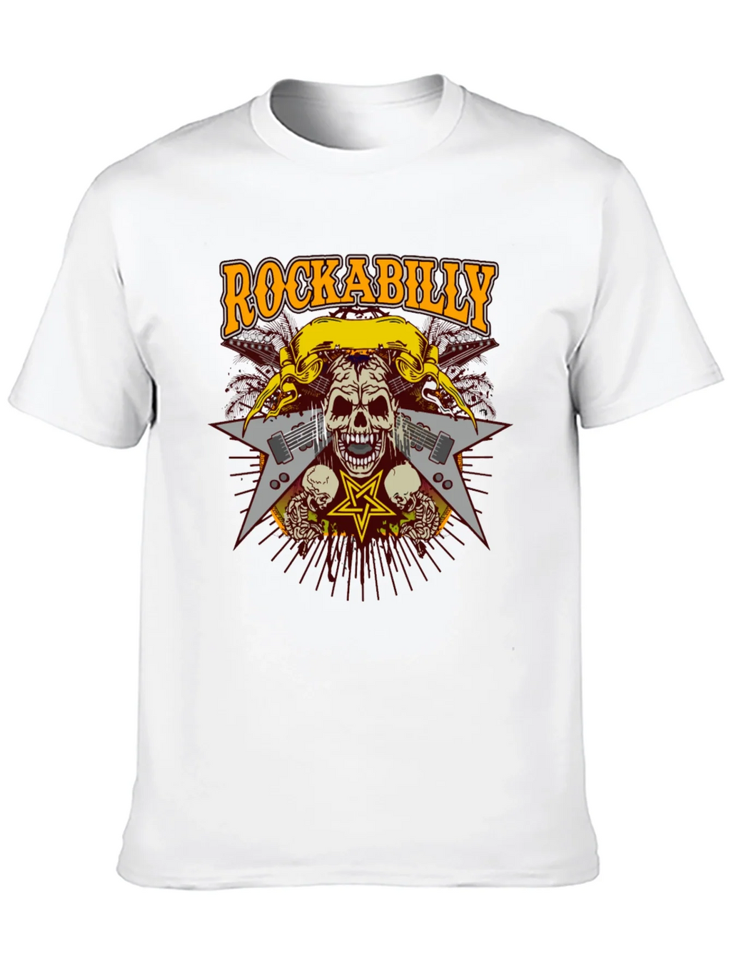 Rockabilly Skull Graphic T-Shirt - Black product image 12