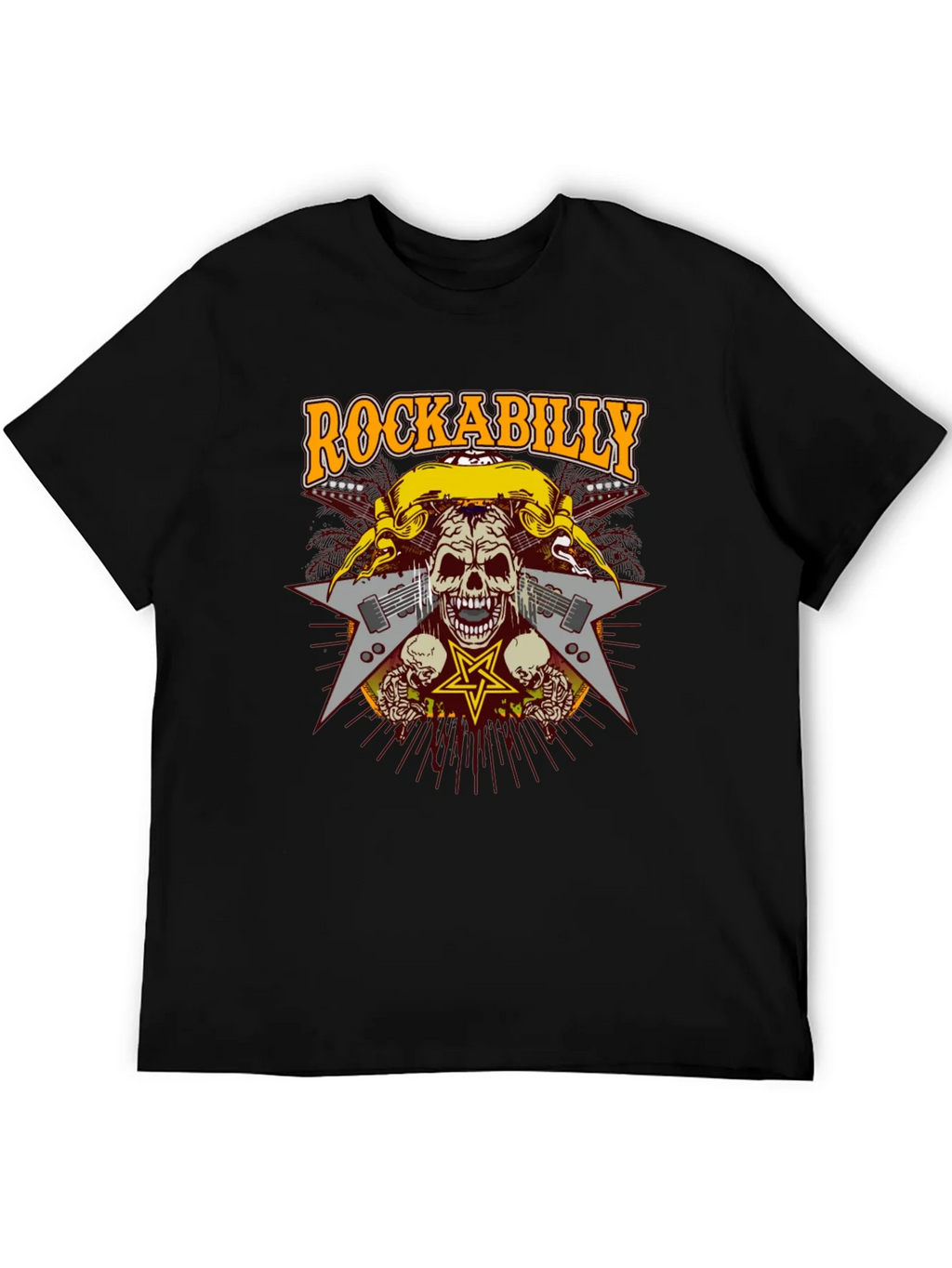 Rockabilly Skull Graphic T-Shirt - Black product image 8