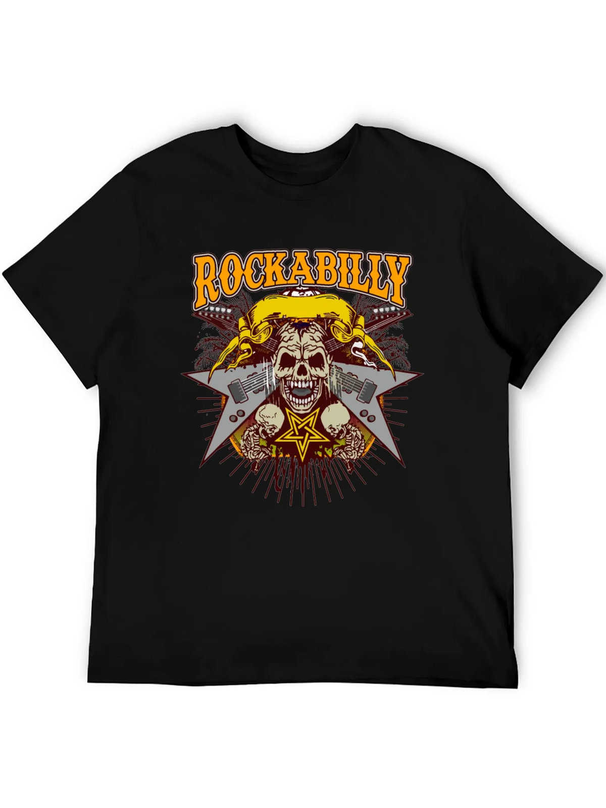 Rockabilly Skull Graphic T-Shirt - Black product image 8