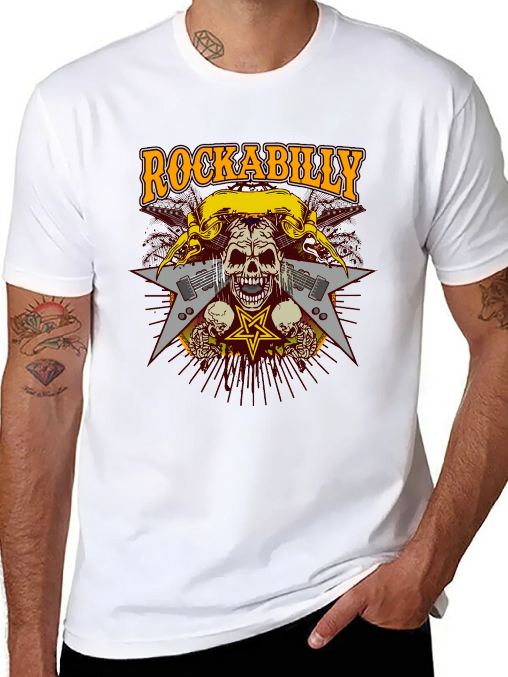 Rockabilly Skull Graphic T-Shirt - Black product image 10