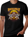 Rockabilly Skull Graphic T-Shirt - Black product image 1