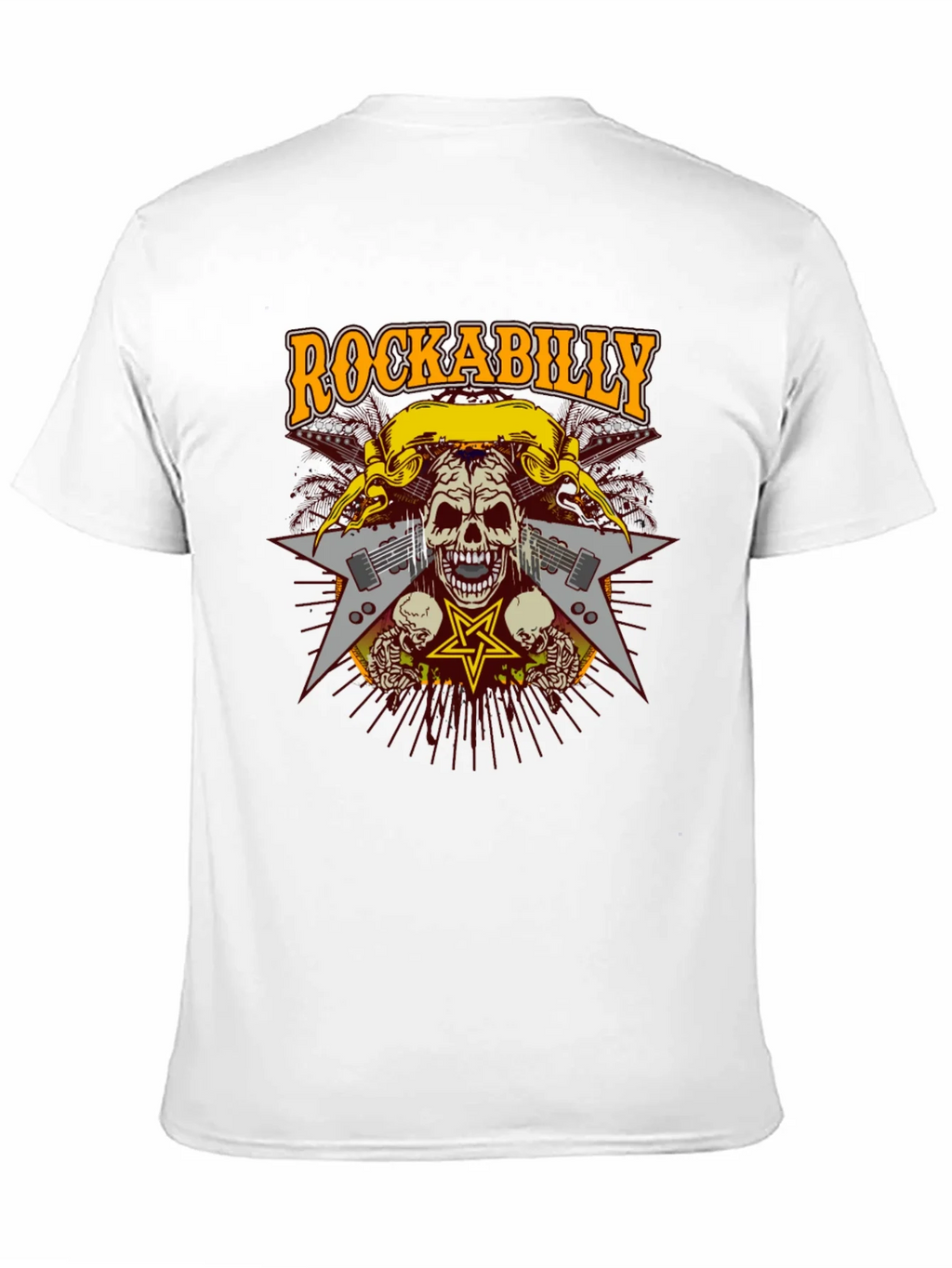 Rockabilly Skull Graphic T-Shirt - Black product image 2