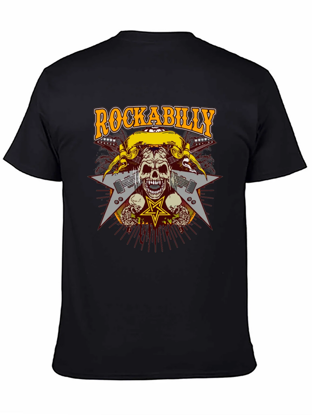 Rockabilly Skull Graphic T-Shirt - Black product image 7