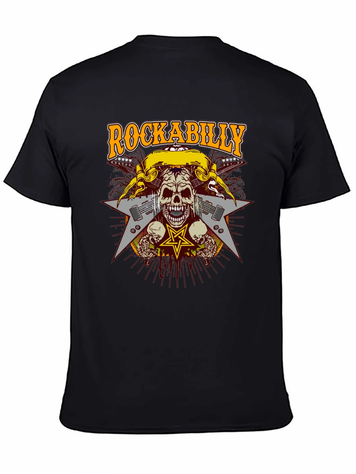 Rockabilly Skull Graphic T-Shirt - Black product image 7