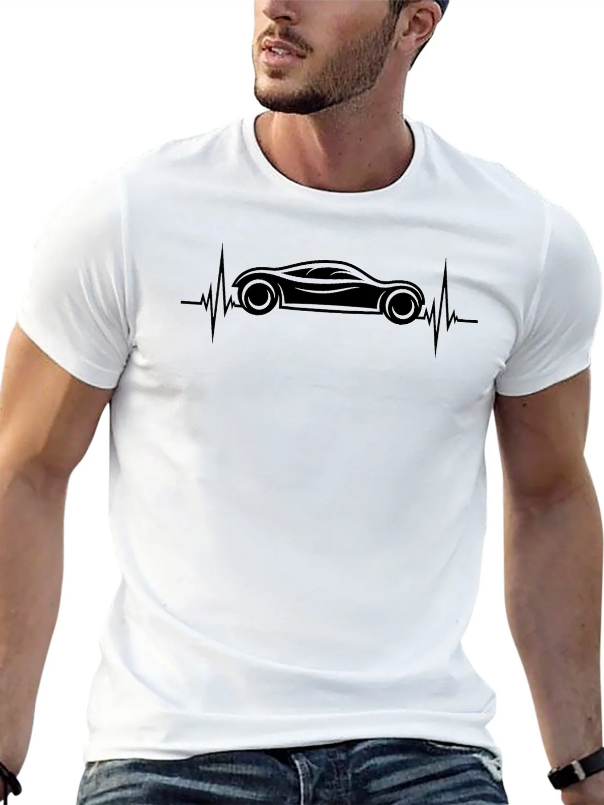 Car Heartbeat T-Shirt - Black Cotton Tee product image 4