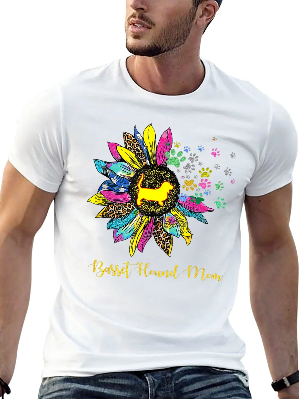 Basset Hound Mom Sunflower Graphic Tee product image 4