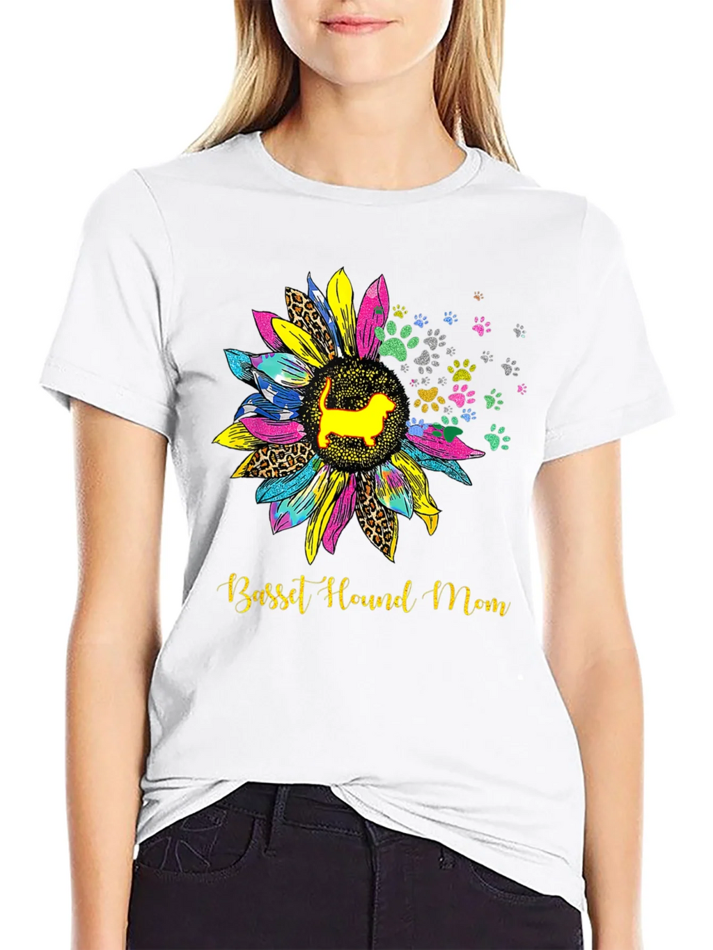 Basset Hound Mom Sunflower Graphic Tee product image 11