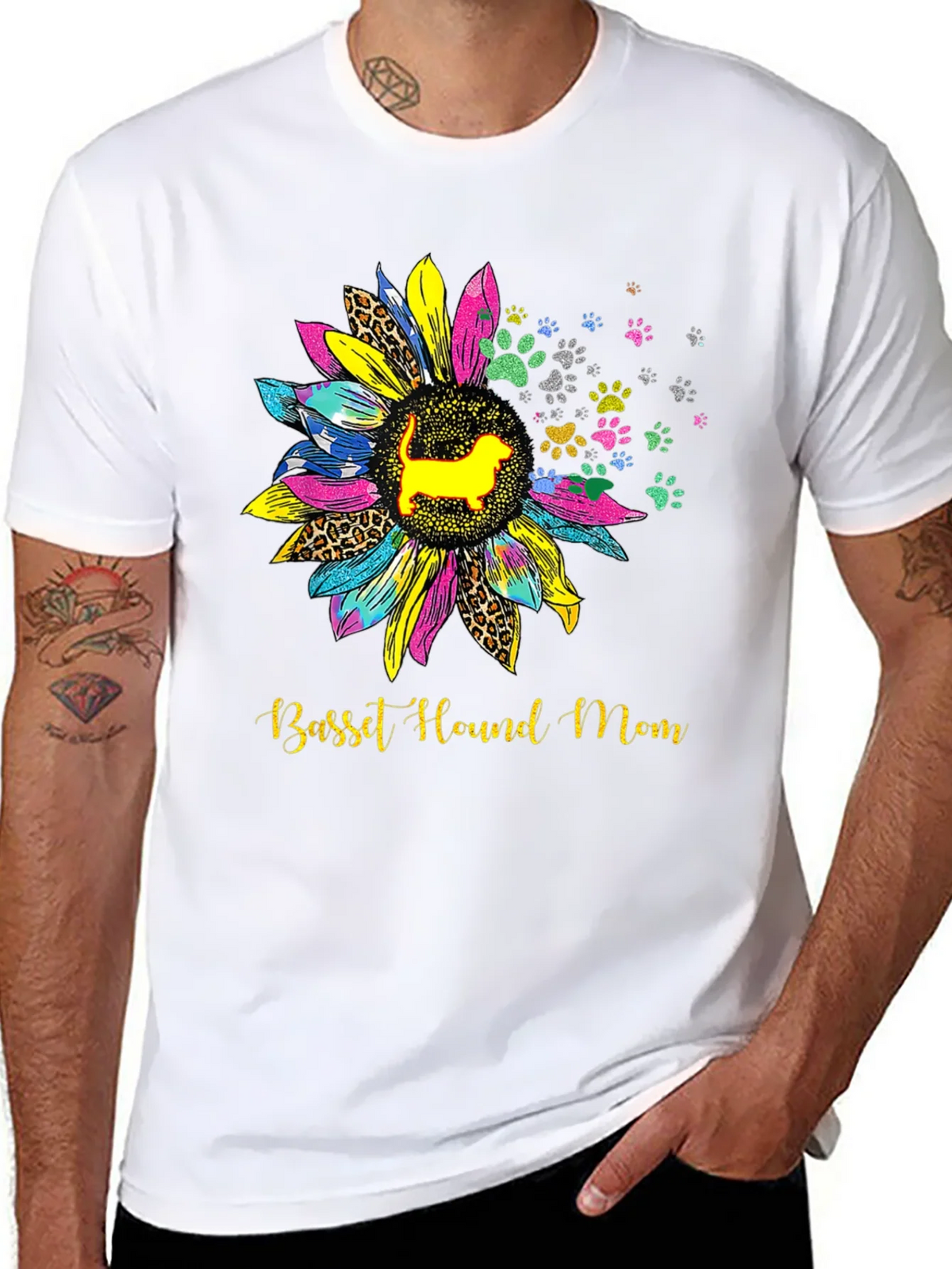 Basset Hound Mom Sunflower Graphic Tee product image 10