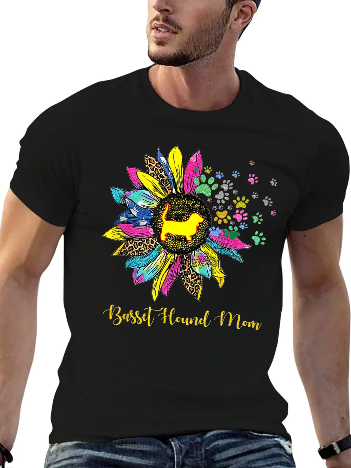 Basset Hound Mom Sunflower Graphic Tee product image 9