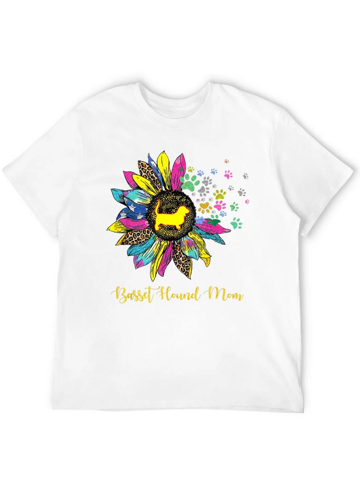 Basset Hound Mom Sunflower Graphic Tee product image 3