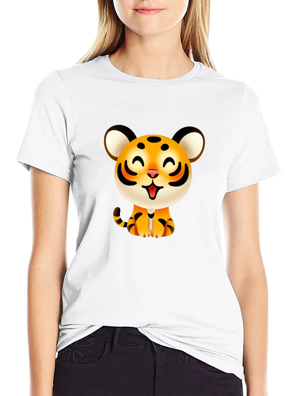 Cute Cartoon Tiger Graphic Tee - Black product image 11