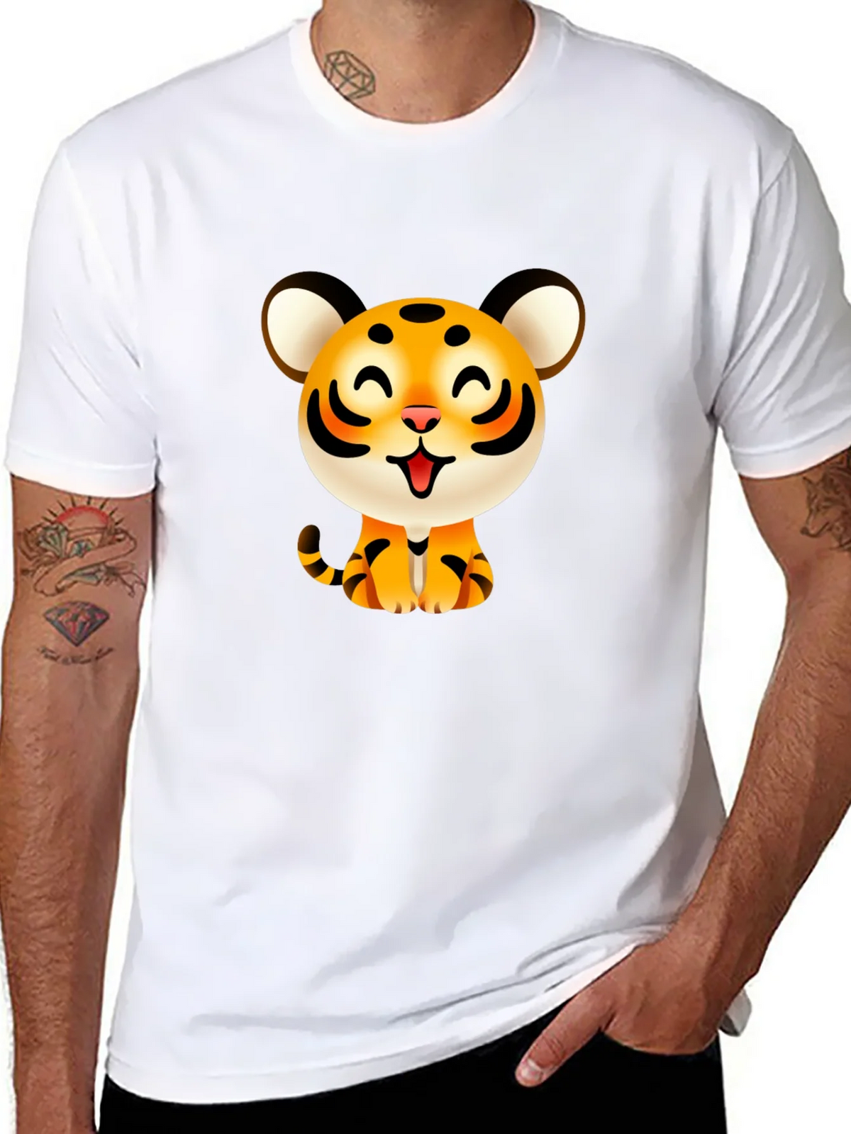 Cute Cartoon Tiger Graphic Tee - Black product image 10